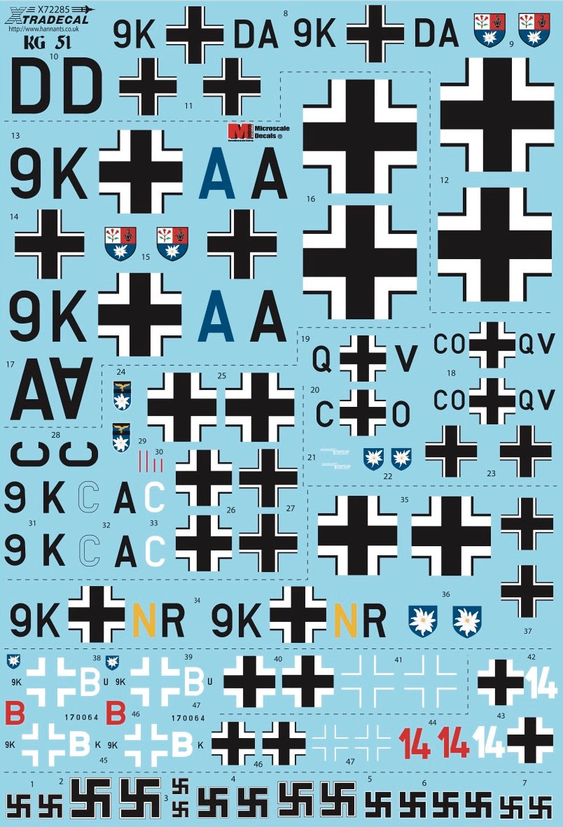 Xtradecal X72285 1:72 The History of Kampfgeschwader KG51 'Edelweiss'