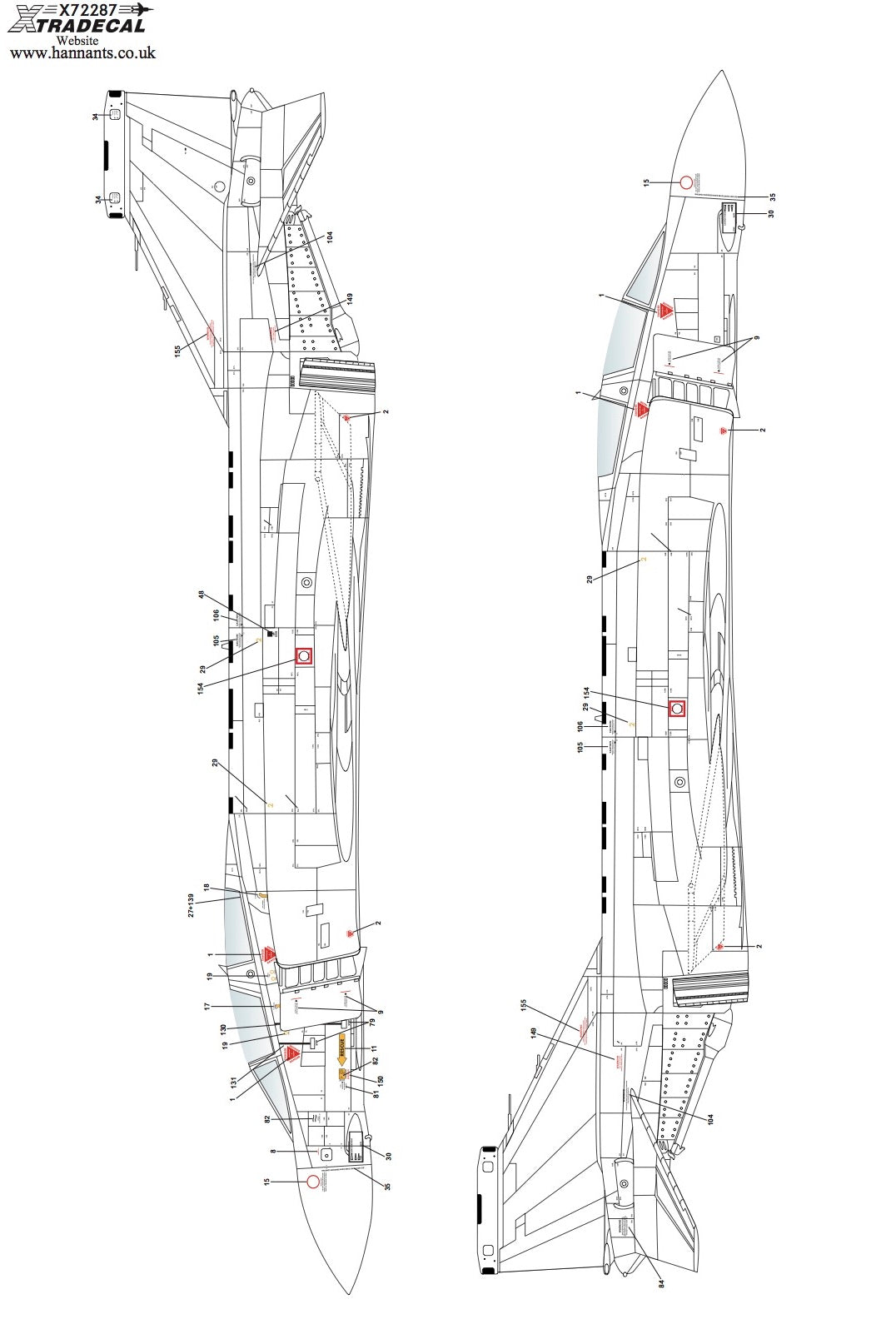 Xtradecal X72287 1:72 McDonnell-Douglas FG.1 Phantom Royal Navy stencil data