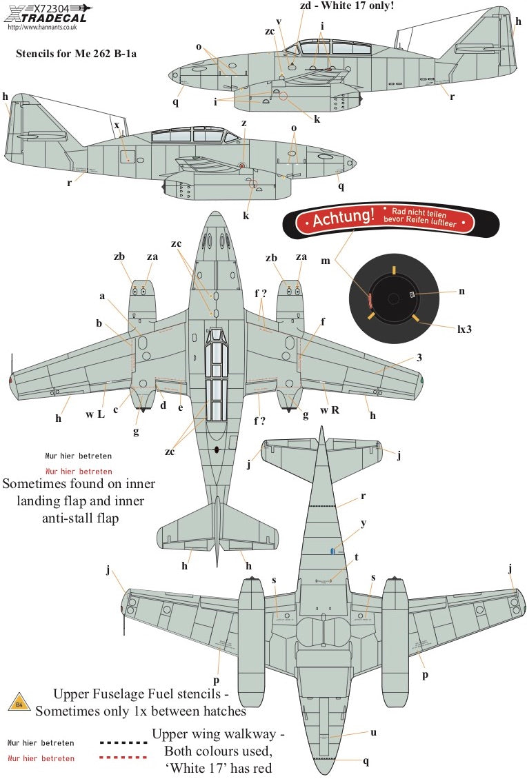Xtradecal X72304 1:72 Messerschmitt Me-262B-1a