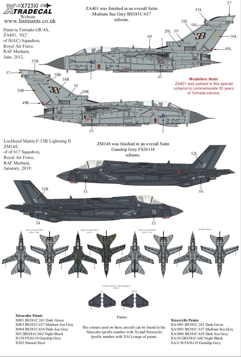 Xtradecal X72310 RAF Panavia Tornado GR.4 Retirement Schemes 1:72