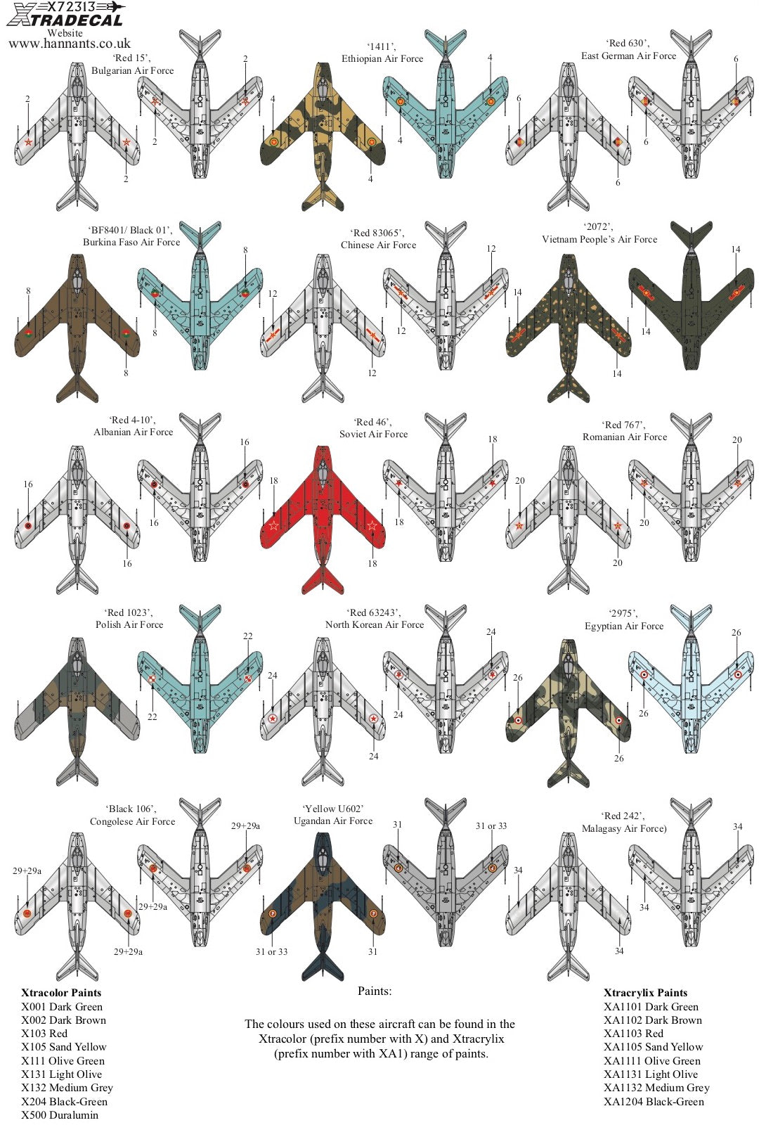 Xtradecal X72313 1:72 Mikoyan MiG-17F PZL-Mielec Lim-5 & Shenyang J-5 Collection