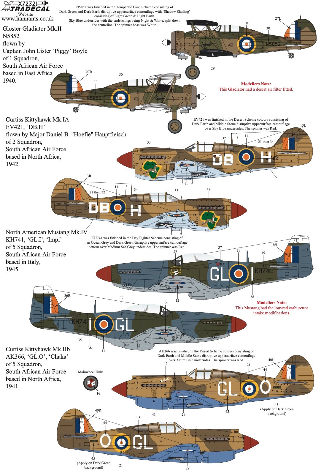 Xtradecal X72321 1:72 South African Air Force SAAF Fighters WW2 Collection Pt1