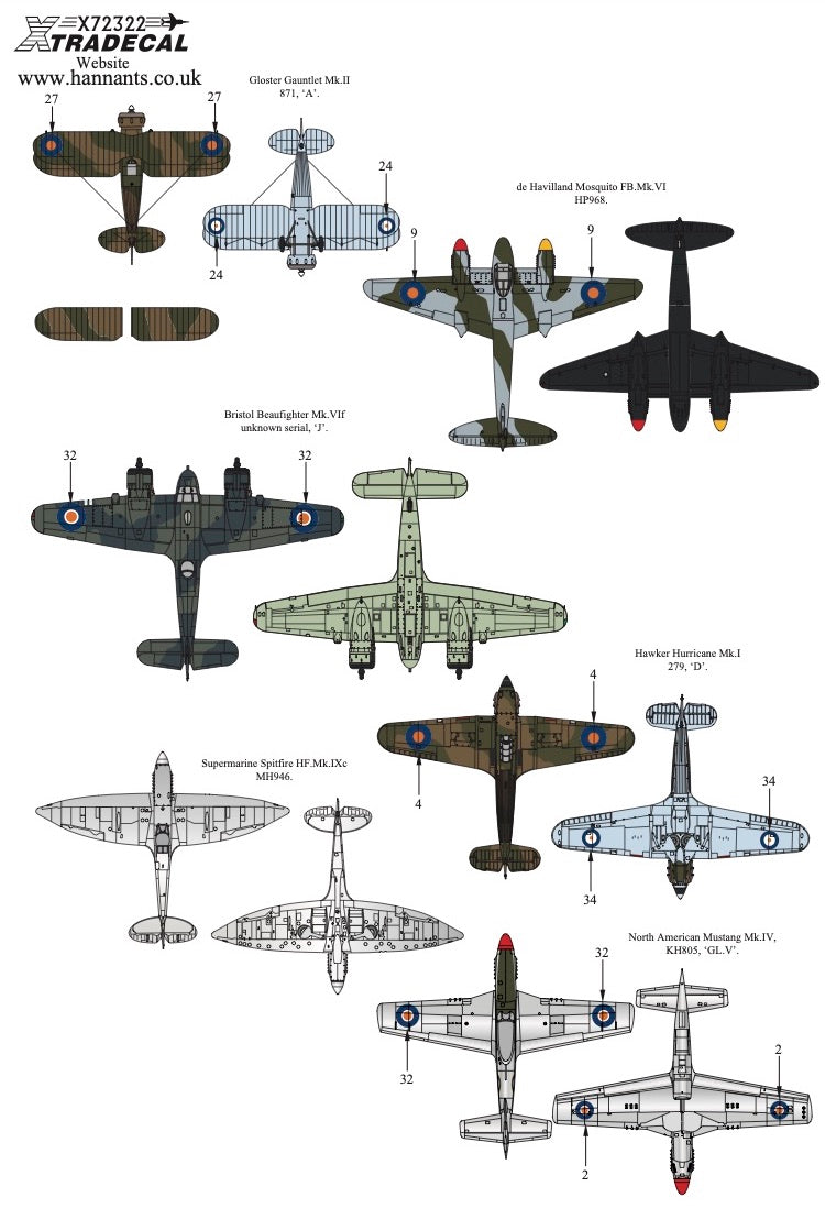 Xtradecal X72322 1:72 South African Air Force SAAF Fighters WWII Collection Pt2