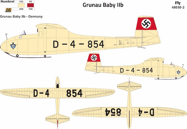 FLY YLF48030 1:48 Grunau Baby IIB Decals Luftwaffe