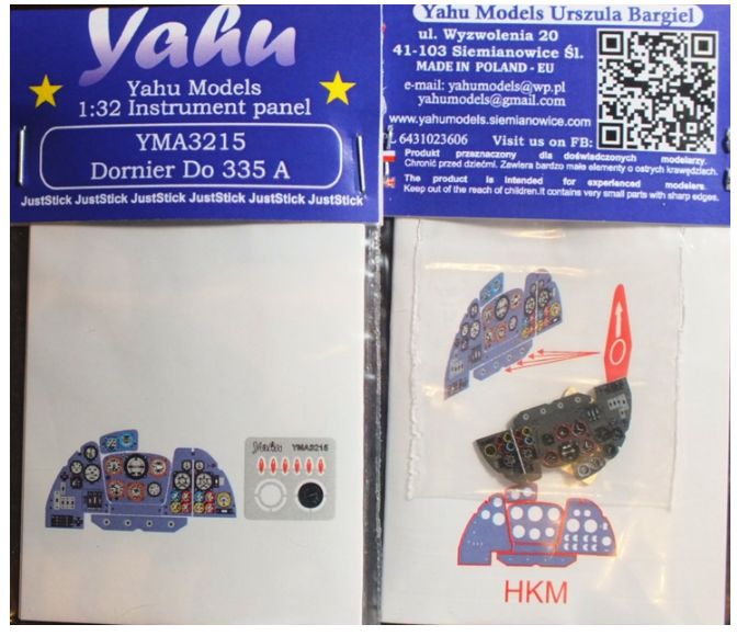 Yahu Models YMA3215 1:32 Dornier Do-335B-2/Do-335A Photoetched instrument panels