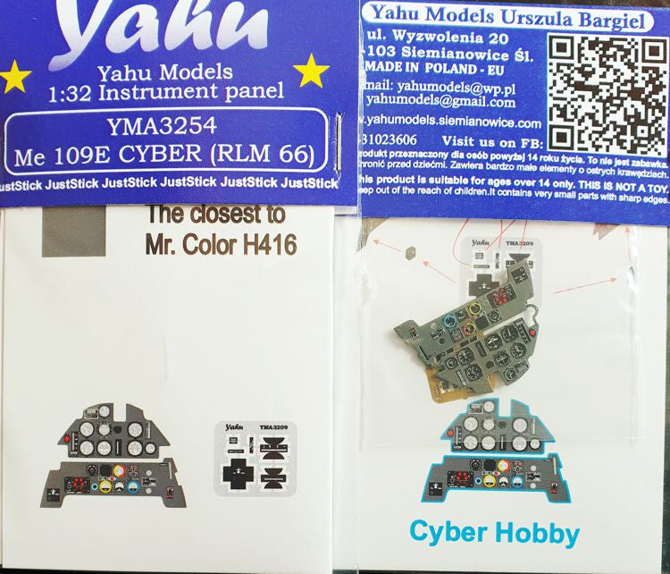 Yahu Models YMA3254 1:32 Messerschmitt Bf-109E Photoetched instrument panels