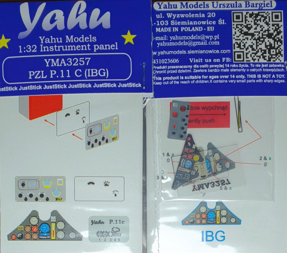 Yahu Models YMA3257 1:32 PZL P.11C instrument panel