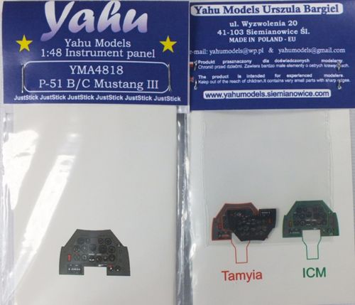 Yahu Models YMA4818 P-51B/C Mustang Instrument Panel 1:48