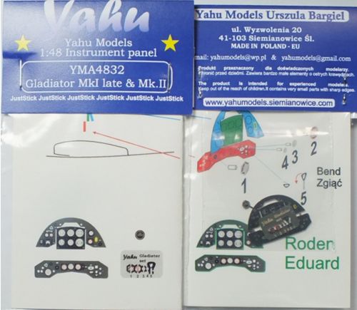 Yahu Models YMA4832 1:48 Gloster Gladiator Mk.II Photoetched instrument panels