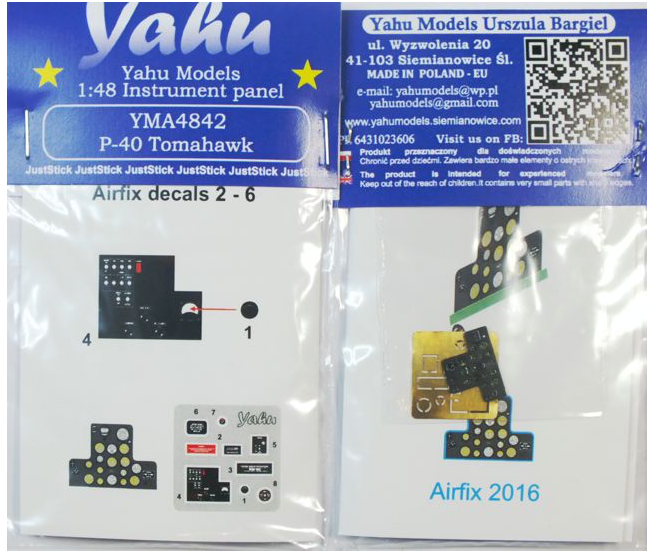 Yahu Models YMA4842 Curtiss P-40B Tomahawk Instrument Panel 1:48