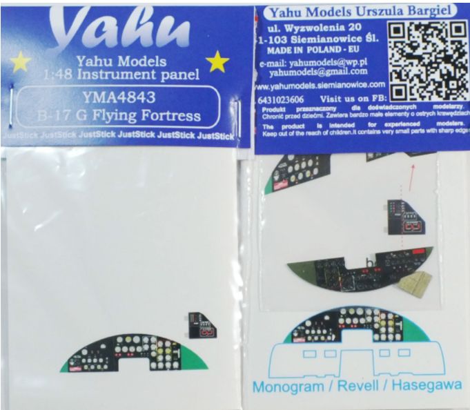 Yahu Models YMA4843 B-17G Flying Fortress Instrument Panel 1:48