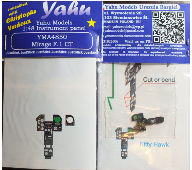 Yahu Models YMA4850 1:48 Dassault_Mirage F.1CT Photoetched instrument panels