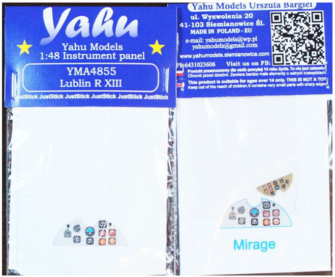 Yahu Models YMA4855 Lublin R.XIII Instrument Panel 1:48