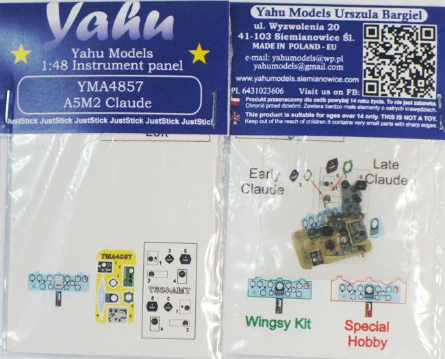 Yahu Models YMA4857 Mitsubishi A5M2a/b Claude Instrument Panel 1:48