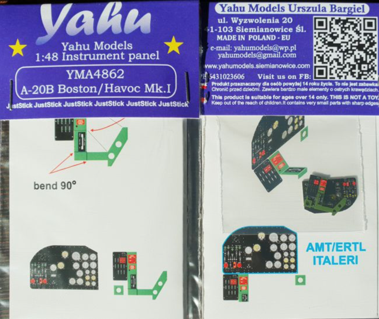 Yahu Models YMA4862 Douglas A-20B/C Havoc Instrument Panel 1:48