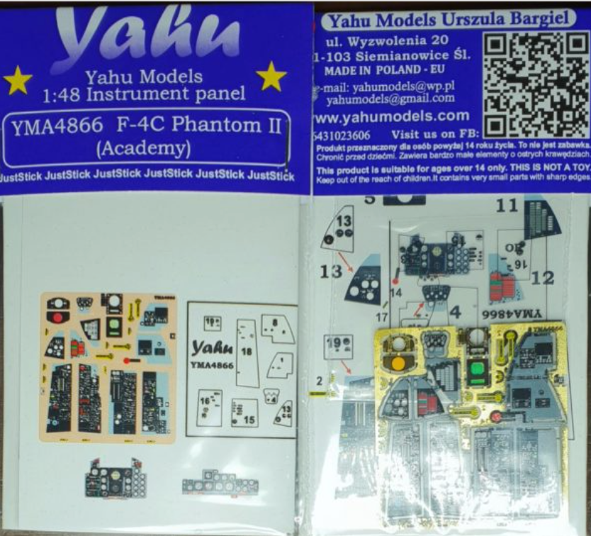 Yahu Models YMA4866 McDonnell F-4C Phantom Instrument Panel 1:48
