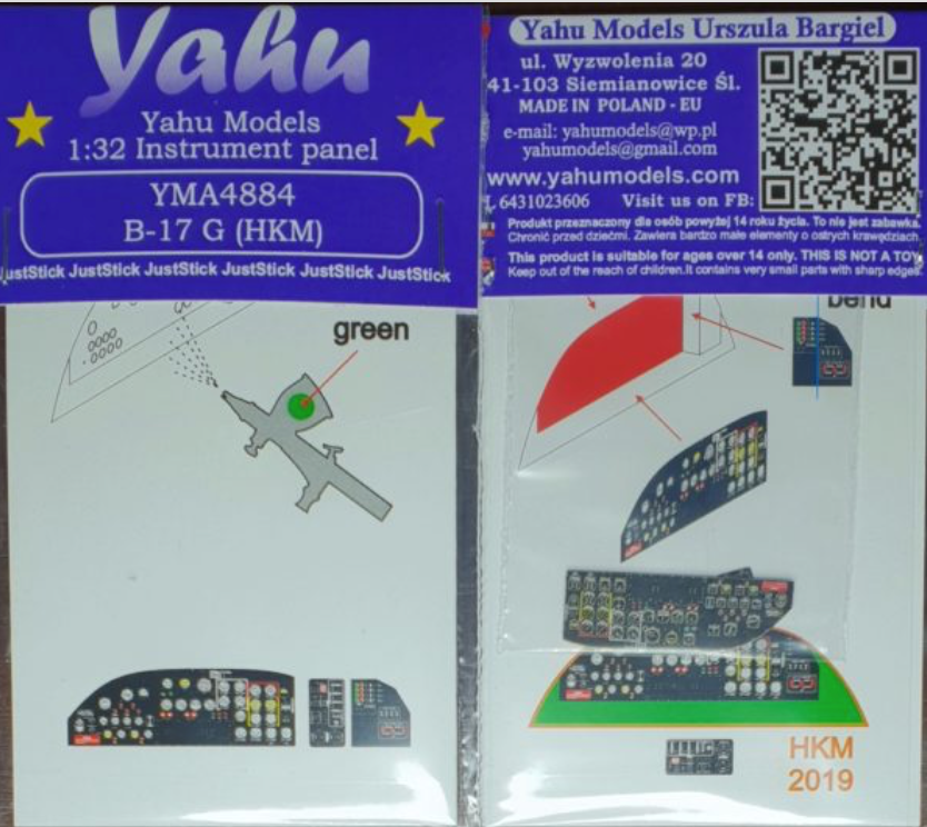 Yahu Models YMA4884 B-17G Flying Fortress Instrument Panel 1:48