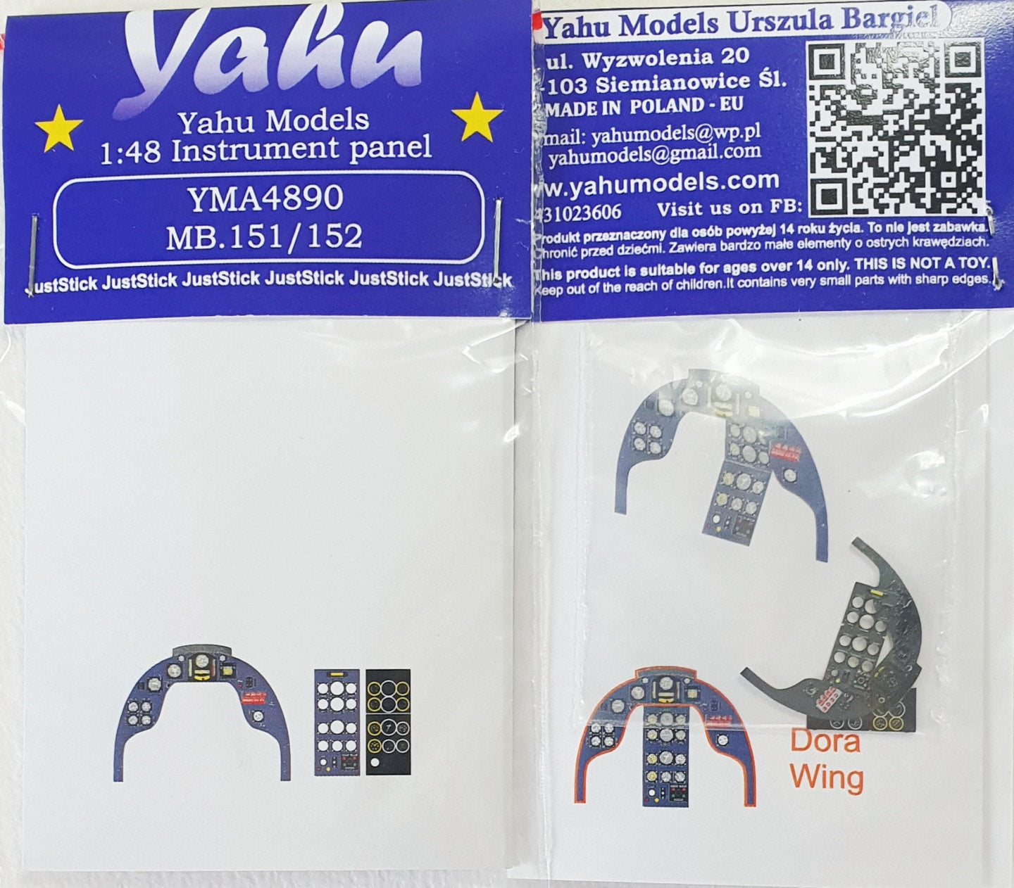 Yahu Models YMA4890 Bloch MB.152/155 Instrument Panel 1:48
