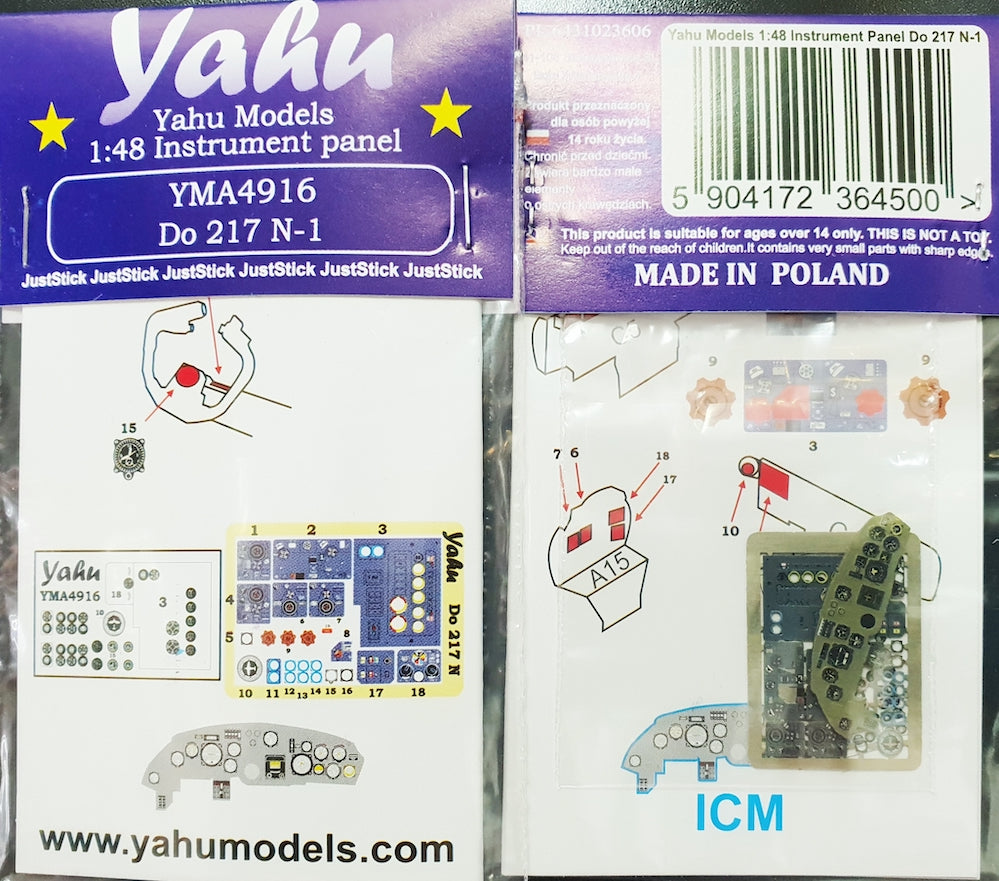 Yahu Models YMA4916 1:48 Dornier Do-217N-1 instrument panel
