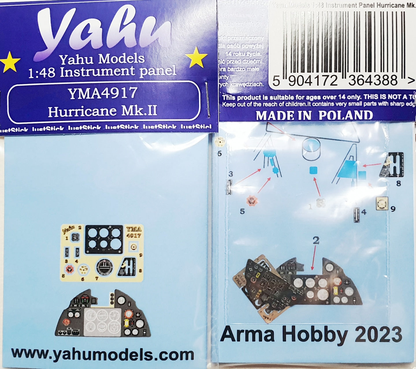 Yahu Models YMA4917 1:48 Hawker Hurricane Mk.IIc instrument panel