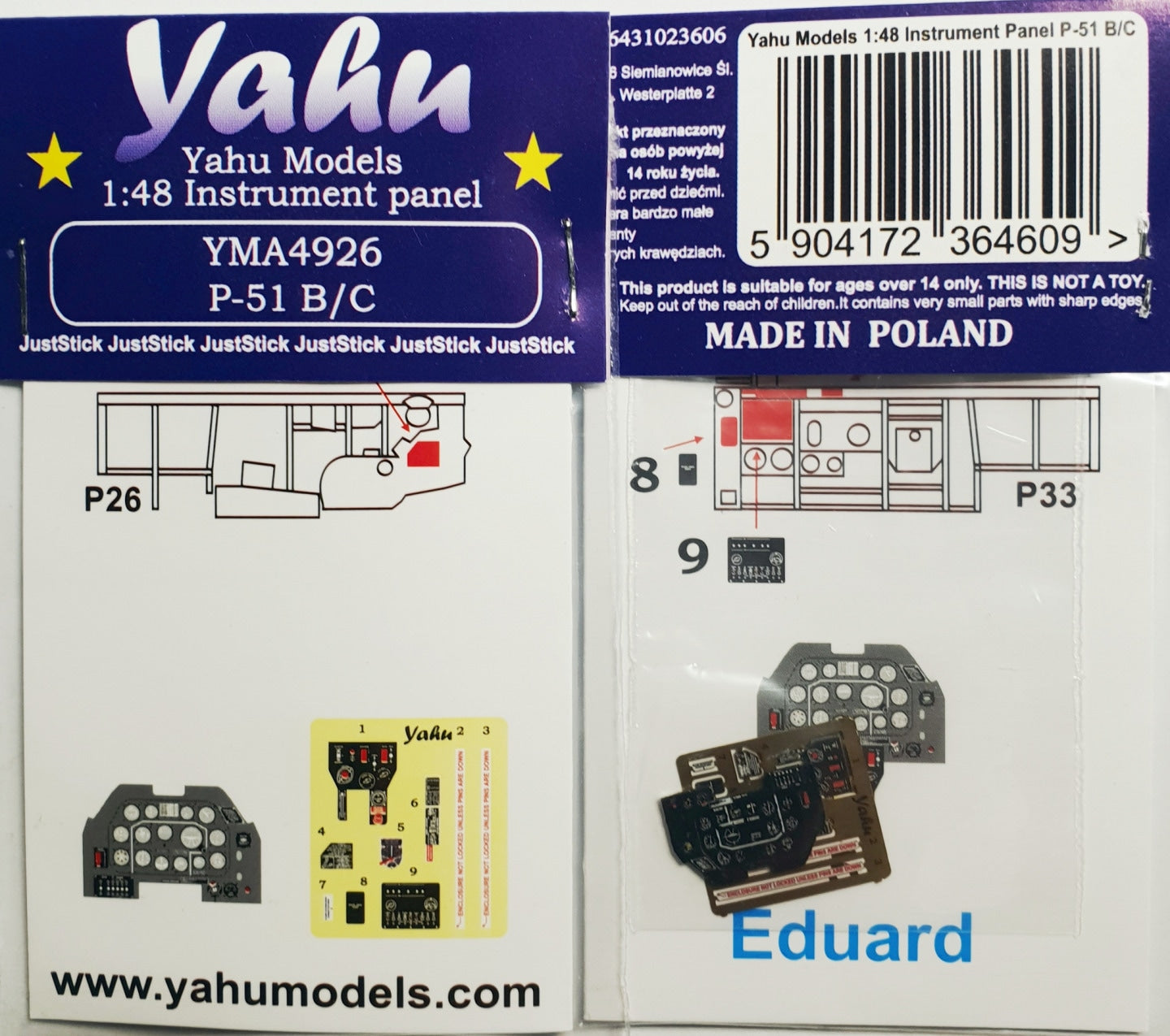 Yahu Models YMA4926 1:48 North-American P-51B/P-51C Mustang instrument panel