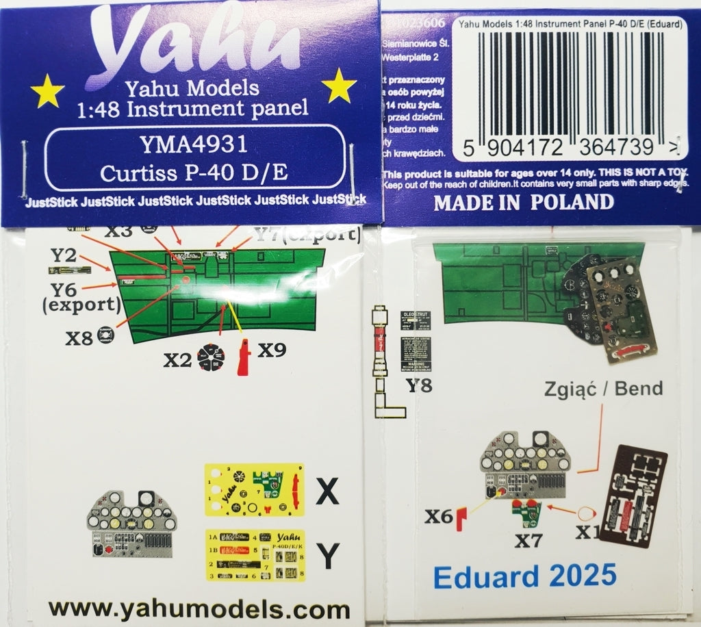 Yahu Models YMA4931 1:48 Curtiss P-40E/P-40D WarhawkPE Instr.