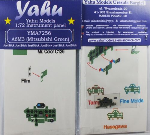Yahu Models YMA7256 1:72 Mitsubishi A6M3 Zero Photoetched instrument panels