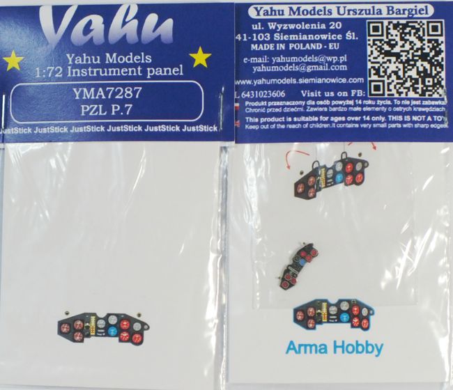 Yahu Models YMA7287 1:72 PZL P.7A Photoetched instrument panels.