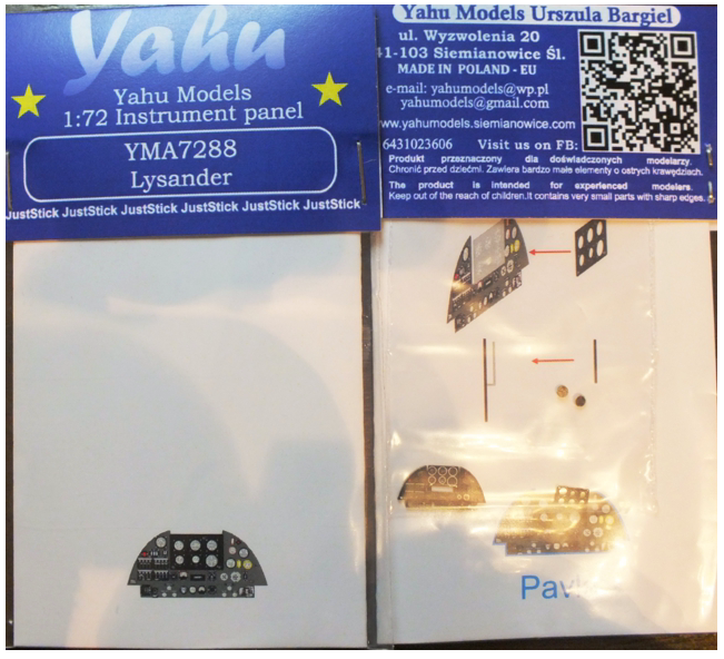 Yahu Models YMA7288 1:72 Westland Lysander Mk.II instrument panel