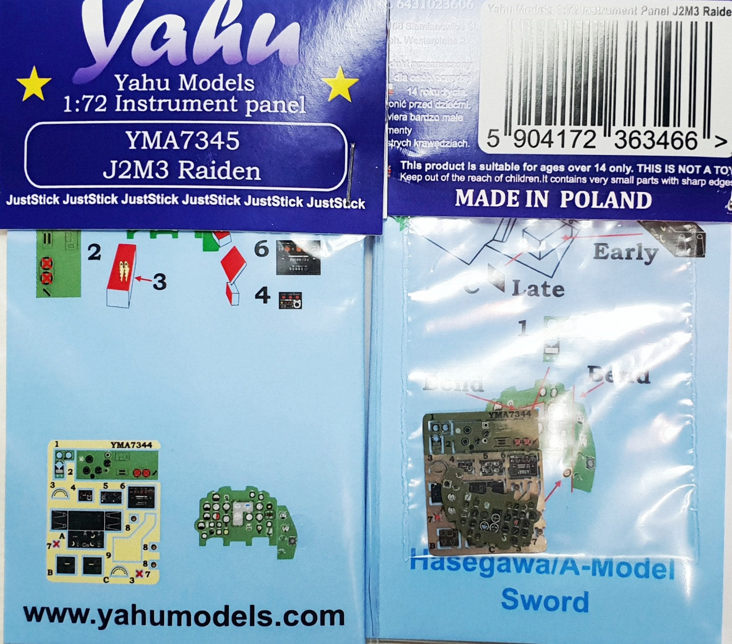 Yahu Models YMA7345 1:72 Mitsubishi J2M3 Raiden instrument panel