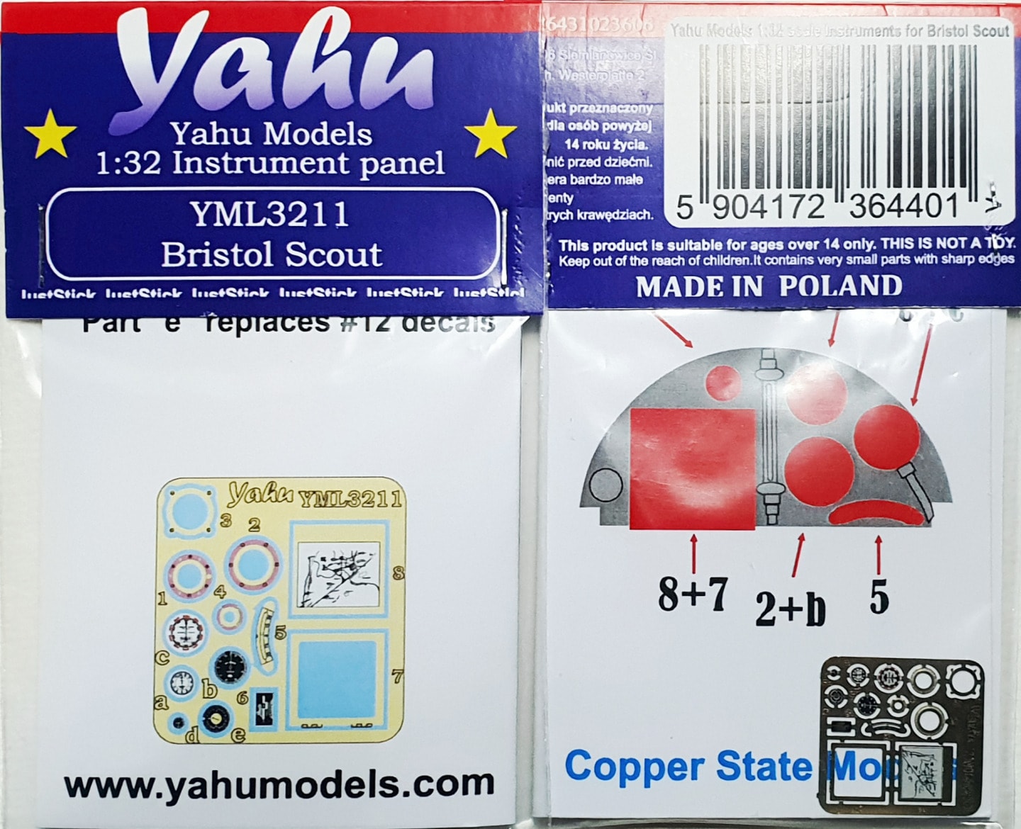 Yahu Models YML3211 1:32 Bristol Scout instrument panel