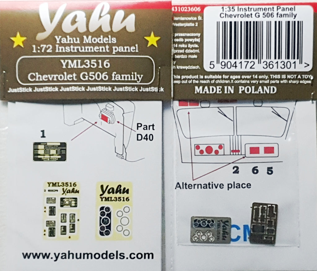 Yahu Models YML3516 1:72 Chevrolet G506 family/G7107/G7117 4x4 instrument panel