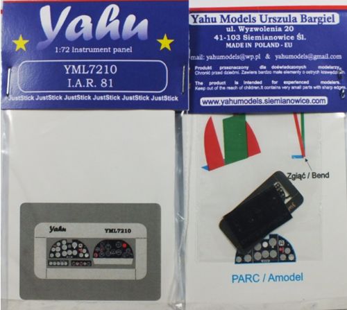 Yahu YML7210 IAR-81 Etched Cockpit Instrument Panel 1:72