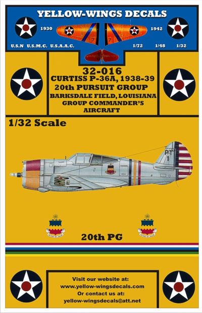 Yellow Wings YW32016 1:32 USAAC Curtiss P-36A
