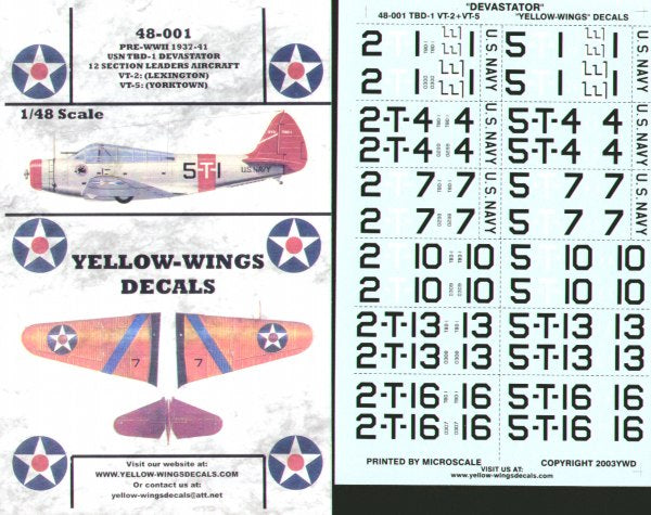 Yellow Wings YW48001 1:48 Douglas TBD-1 'Devastator' s