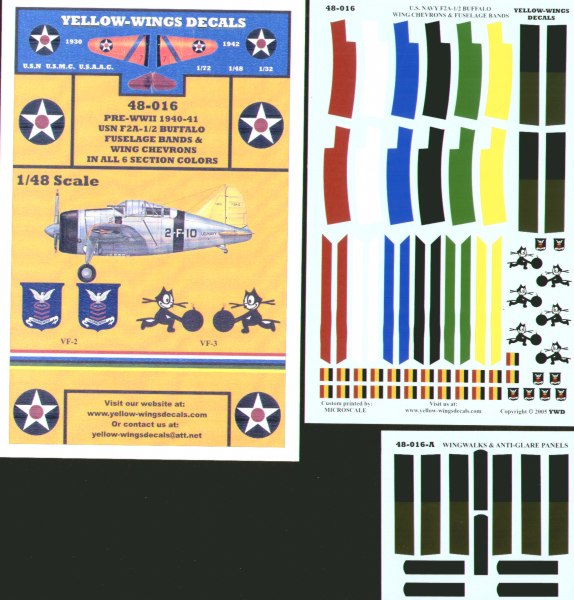 Yellow Wings YW48016 Buffalo USN Wing Chevrons & Squadron Badges 1:48