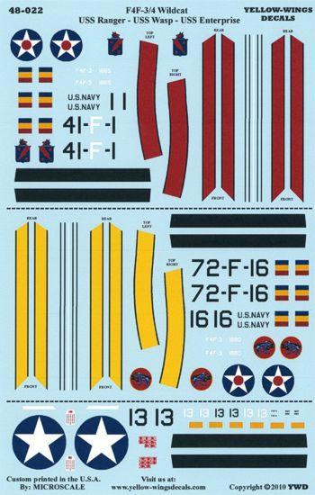 Yellow Wings YW48022 1:48 Grumman F4F-3/F4F-4 Wildcat U.S.Navy
