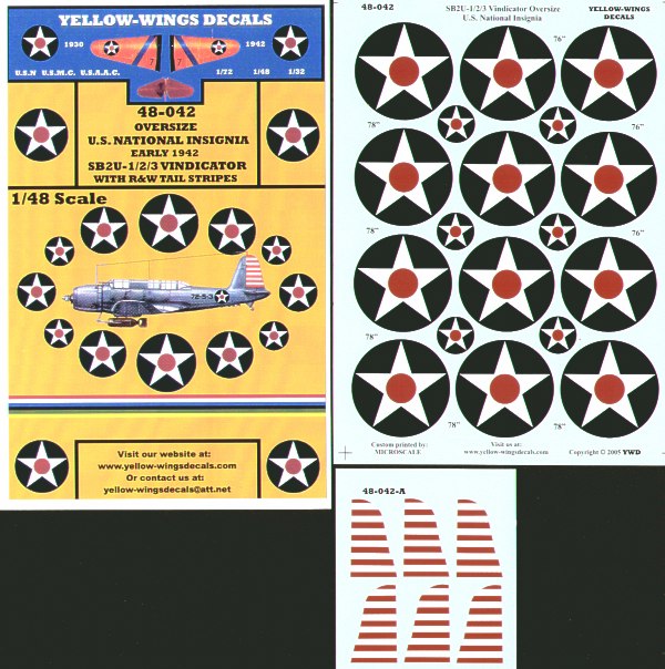 Yellow Wings YW48042 SB2U Vindicator National Insignia & Stripes 1:48
