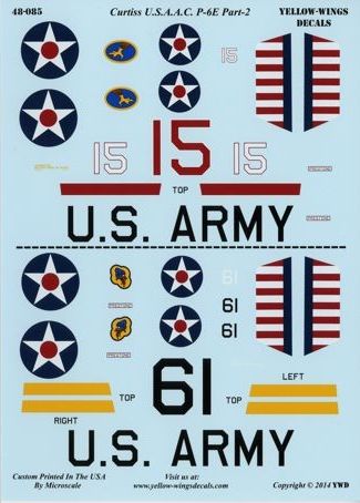 Yellow Wings YW48085 1:48 USAAC Curtiss P-6E 'Hawk' part 2 33PS/8PG 36PS/8PG