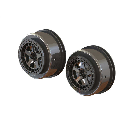 Arrma AR510098 SC 2.2"/3.0" Wheel 14mm Hex Blk Chrome(2) AR510098