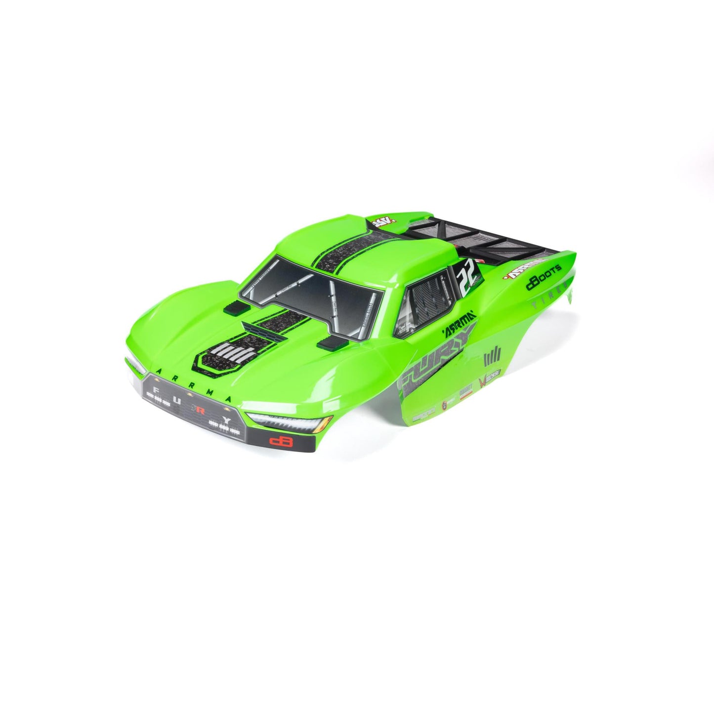 Arrma Clipless Painted Trimmed Body Set with Decals, Green: F 1:10 ARA-1584