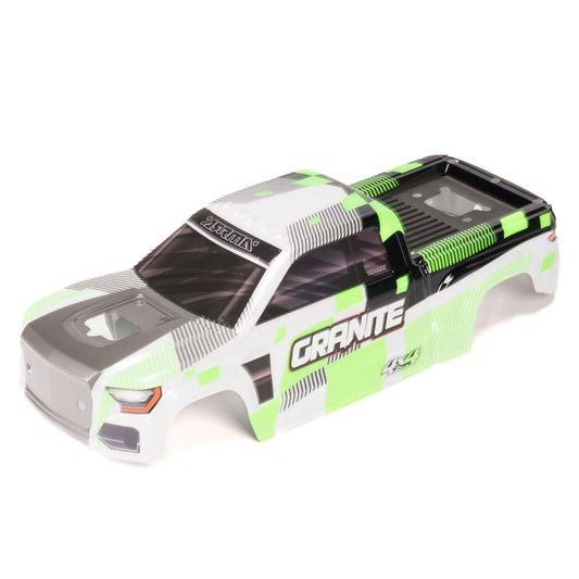 Arrma Clipless Painted Decaled Body, Green: GRANITE 4X4 1:10 ARA-2245