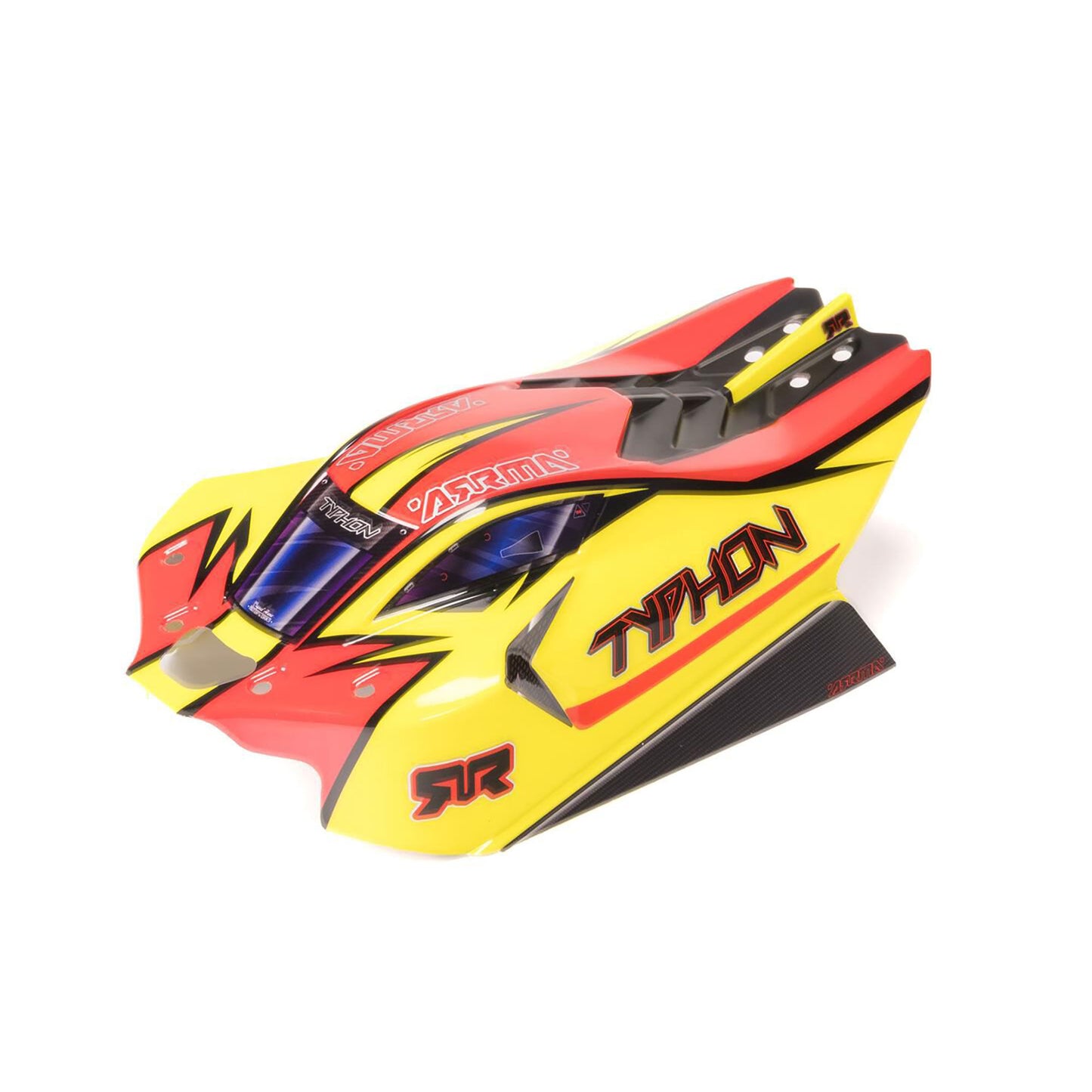 Arrma Clipless Painted Decaled Body, Yellow/Red: TYPHON 4X4 1:8 ARA-2250