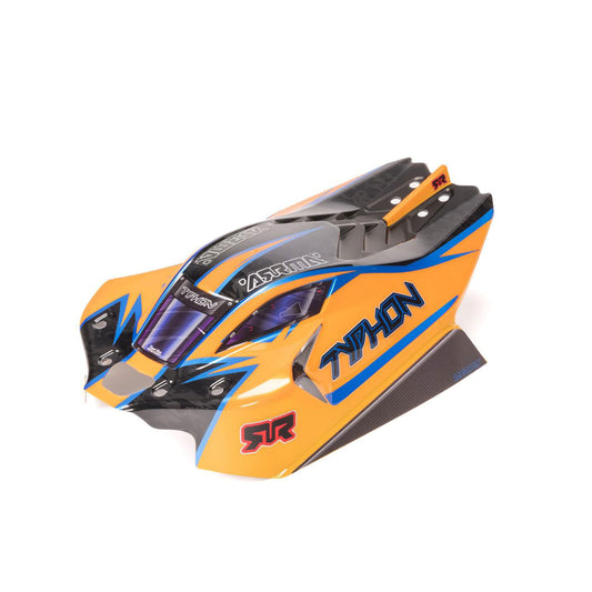 Arrma Clipless Painted Decaled Body, Orange: TYPHON 4X4 1:8 ARA-2318