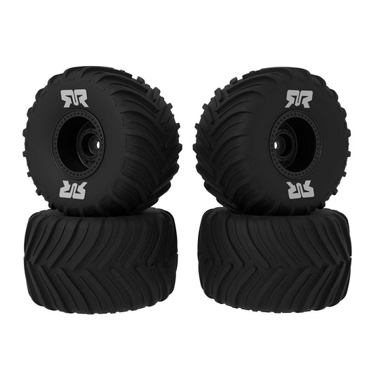 Arrma dBoots Chevron Mounted Tire Set Glued, Black (2 Pairs): GROM ARA-3115