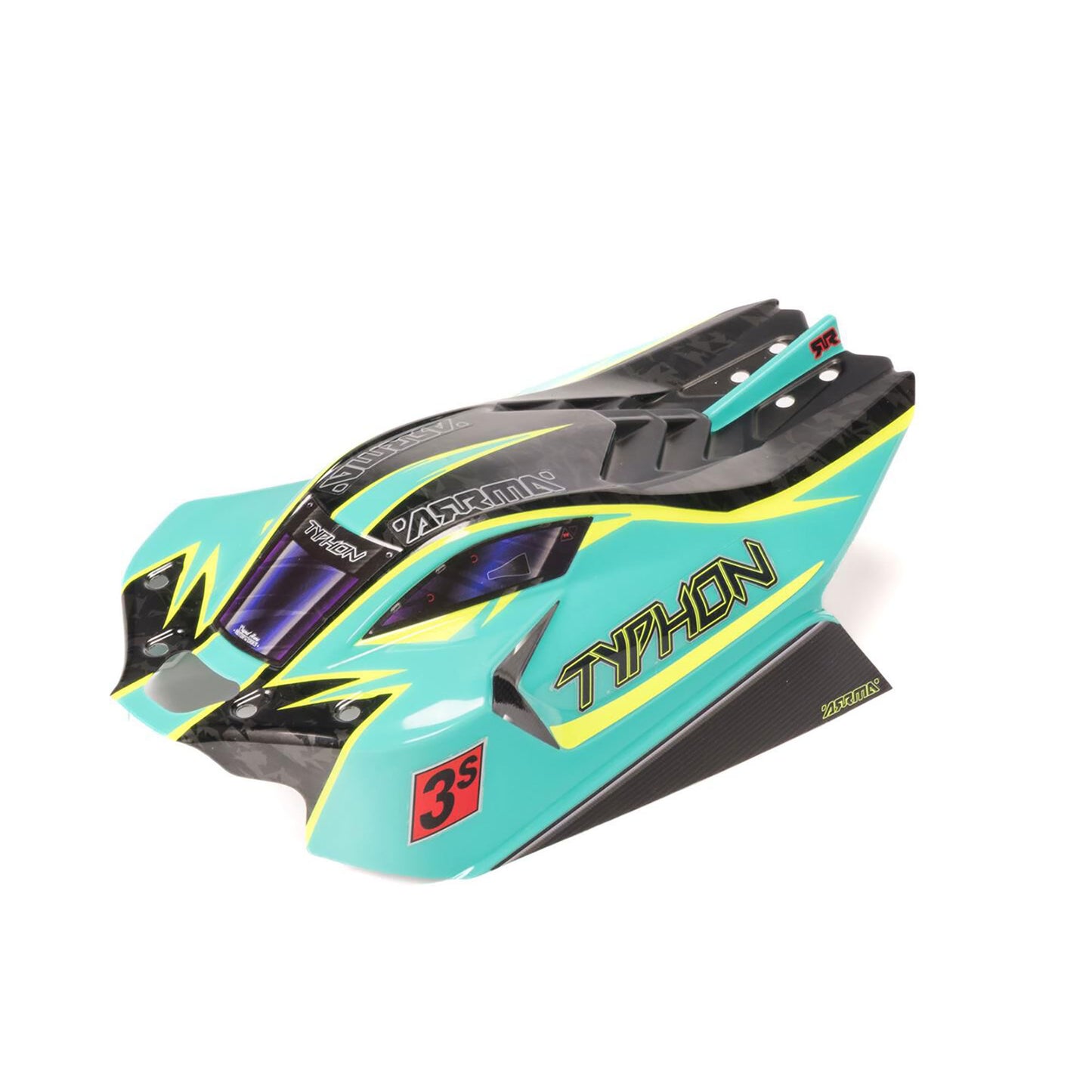 Arrma Clipless Painted Decaled Body, Green/Yellow: TYPHON 4X4 1:8 ARA406171