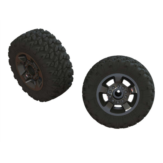 Arrma Ragnarok Mt' Tire ST Glued (Black Chrome) (2) ARA550053