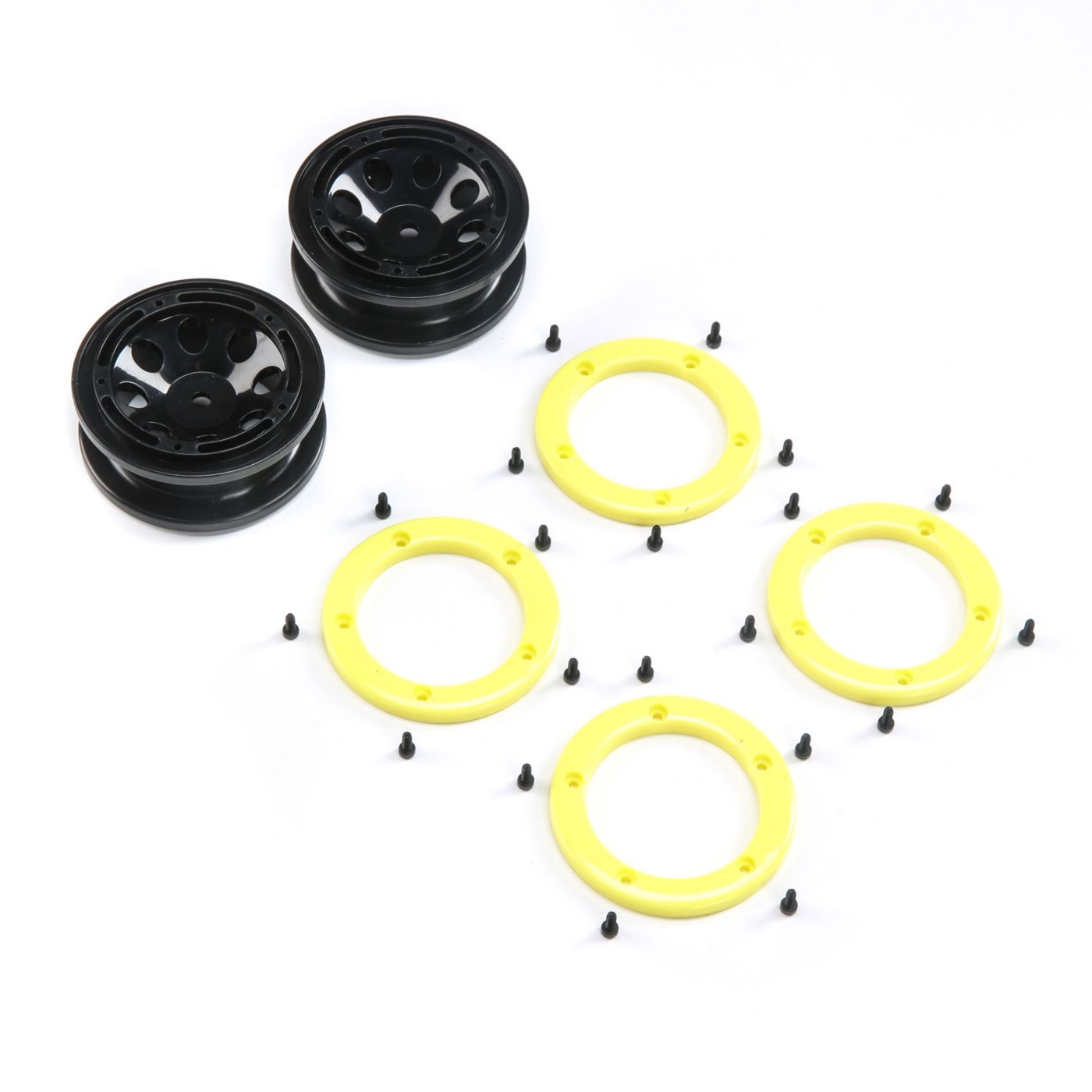 ECX FR/RR Wheel with Beadlock, Black/Yellow: Temper G2 ECX41011