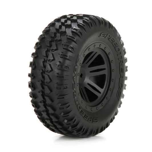ECX FR Tire, Premount, Black Wheel (2): 1:10 AMP DB ECX43011