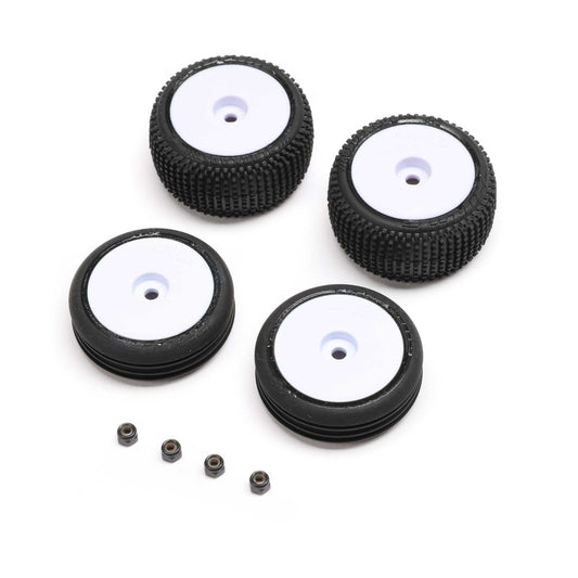Losi Tires & Wheels Mounted, White: Micro-B LOS-1763